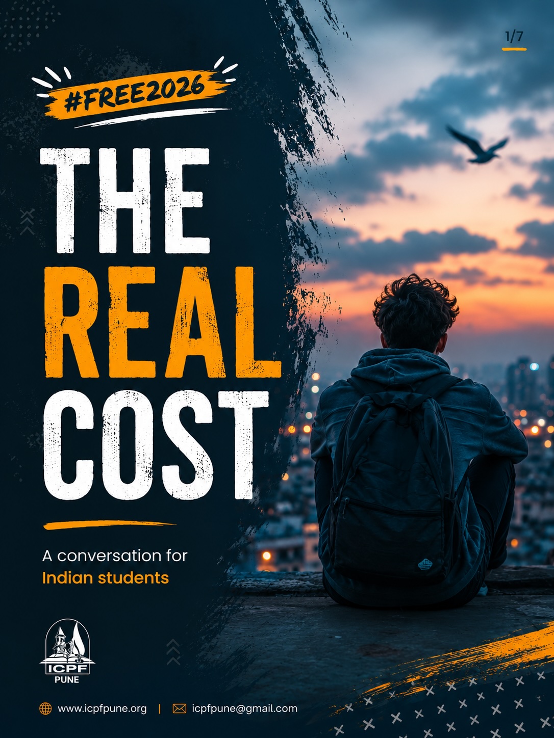 Slide 1 of 7 - The Real Cost: a conversation for Indian students.
