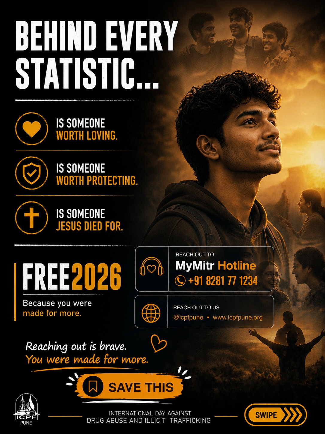 Slide 10 of 10 - Behind every statistic is someone worth loving. Reach out to MyMitr Hotline.