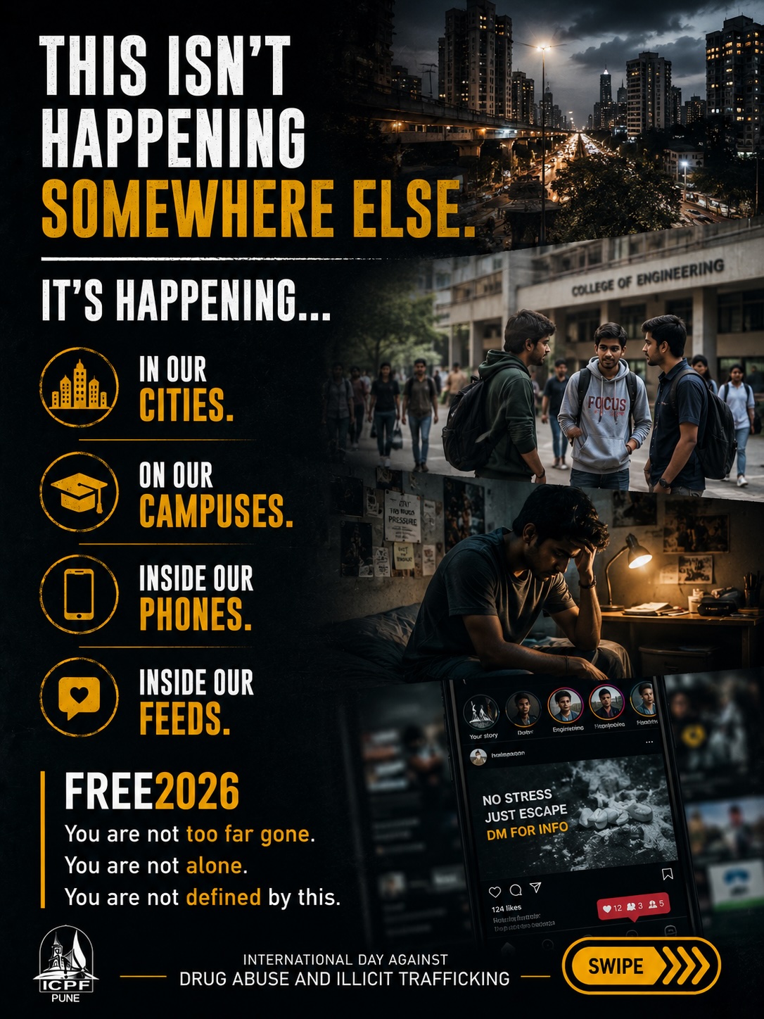 Slide 3 of 10 - This isn't happening somewhere else: cities, campuses, phones, feeds.