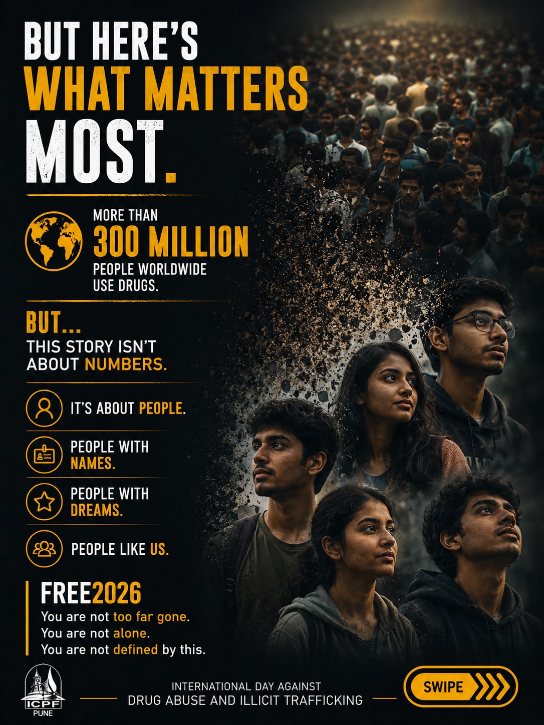 Slide 4 of 10 - 300 million use drugs, but this story is about people.