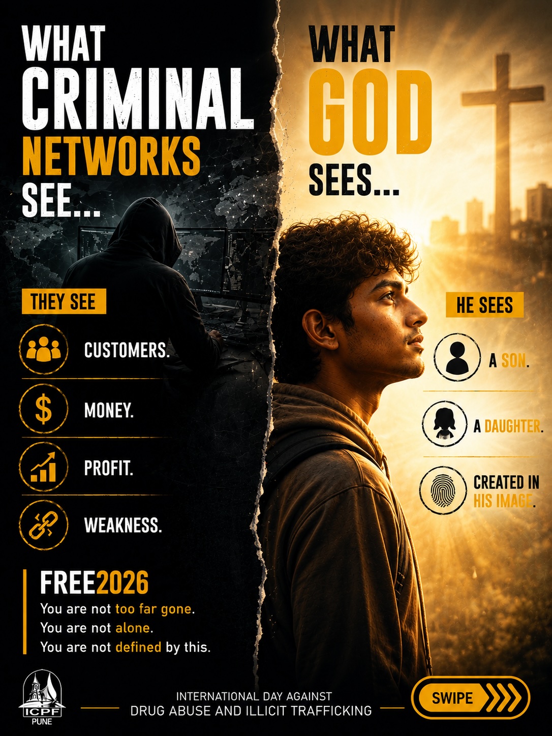 Slide 5 of 10 - What criminal networks see vs. what God sees.